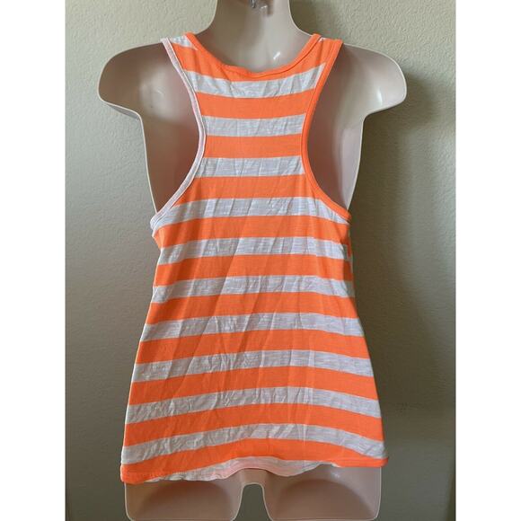 Love Republic Orange Stripe New York 23 Scoop Neck Women's Hi Lo Tank Top Size L - Picture 4 of 6
